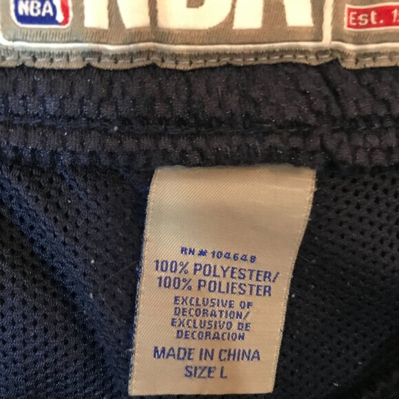 NBA Authentic Basketball Shorts Mens L 34 X 10 Navy Blue & Light Blue Polyester - Picture 3 of 9